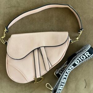 Premium luxury generic Dior Blush Saddle Bag with Black Accents